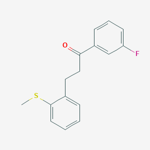 molecular formula C16H15FOS B1327543 3'-Fluoro-3-(2-thiomethylphenyl)propiophenone CAS No. 898754-66-0