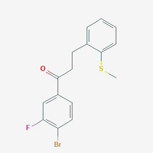 molecular formula C16H14BrFOS B1327545 4'-Bromo-3'-fluoro-3-(2-thiomethylphenyl)propiophenone CAS No. 898780-07-9