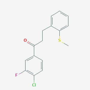 molecular formula C16H14ClFOS B1327546 4'-Chloro-3'-fluoro-3-(2-thiomethylphenyl)propiophenone CAS No. 898780-10-4