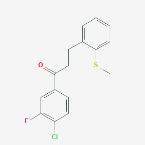 B1327546 4'-Chloro-3'-fluoro-3-(2-thiomethylphenyl)propiophenone CAS No. 898780-10-4