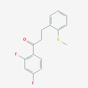molecular formula C16H14F2OS B1327556 2',4'-Difluoro-3-(2-thiomethylphenyl)propiophenone CAS No. 898780-57-9