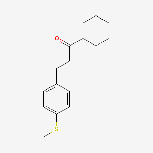 molecular formula C16H22OS B1327562 Cyclohexyl 2-(4-thiomethylphenyl)ethyl ketone CAS No. 898781-93-6