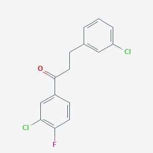 molecular formula C15H11Cl2FO B1327569 3'-Chloro-3-(3-chlorophenyl)-4'-fluoropropiophenone CAS No. 898787-20-7