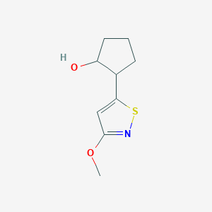 molecular formula C9H13NO2S B13275714 2-(3-Methoxy-1,2-thiazol-5-yl)cyclopentan-1-ol 