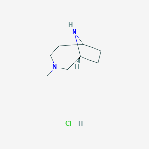 molecular formula C8H17ClN2 B13275728 (1R)-3-Methyl-3,9-diazabicyclo[4.2.1]nonane hydrochloride 