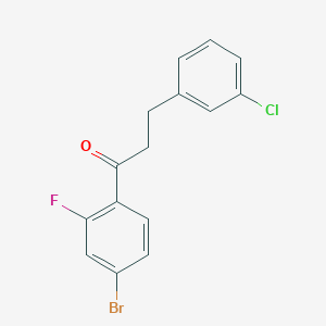 molecular formula C15H11BrClFO B1327574 4'-Bromo-3-(3-chlorophenyl)-2'-fluoropropiophenone CAS No. 898787-31-0