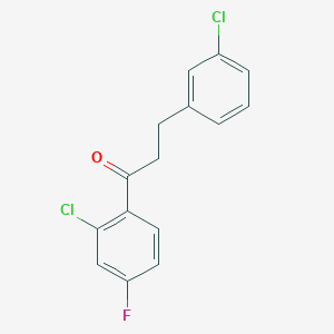 molecular formula C15H11Cl2FO B1327575 2'-Chloro-3-(3-chlorophenyl)-4'-fluoropropiophenone CAS No. 898787-32-1