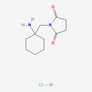 molecular formula C11H19ClN2O2 B13275799 1-((1-Aminocyclohexyl)methyl)pyrrolidine-2,5-dione hydrochloride 