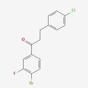 molecular formula C15H11BrClFO B1327583 4'-溴-3-(4-氯苯基)-3'-氟丙基苯甲酮 CAS No. 898788-12-0