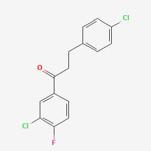 molecular formula C15H11Cl2FO B1327585 3'-氯-3-(4-氯苯基)-4'-氟丙基苯酮 CAS No. 898788-18-6