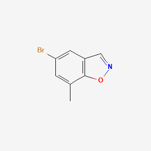 molecular formula C8H6BrNO B13275888 5-Bromo-7-methyl-1,2-benzoxazole 
