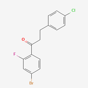 molecular formula C15H11BrClFO B1327589 4'-溴-3-(4-氯苯基)-2'-氟丙基苯甲酮 CAS No. 898788-31-3
