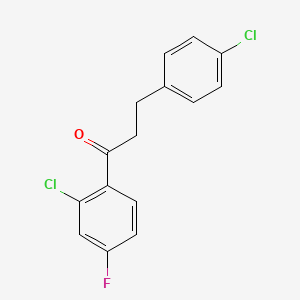 molecular formula C15H11Cl2FO B1327590 2'-Chloro-3-(4-chlorophenyl)-4'-fluoropropiophenone CAS No. 898788-33-5