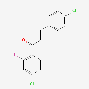molecular formula C15H11Cl2FO B1327592 4'-Chloro-3-(4-chlorophenyl)-2'-fluoropropiophenone CAS No. 898788-37-9