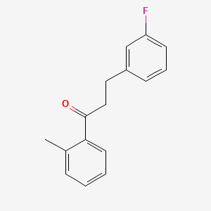 molecular formula C16H15FO B1327598 3-(3-Fluorophenyl)-2'-methylpropiophenone CAS No. 898788-65-3