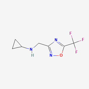 molecular formula C7H8F3N3O B13275995 N-((5-(Trifluoromethyl)-1,2,4-oxadiazol-3-yl)methyl)cyclopropanamine CAS No. 1564890-52-3
