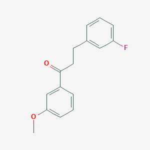 molecular formula C16H15FO2 B1327602 3-(3-氟苯基)-3'-甲氧基丙基苯酮 CAS No. 898788-73-3