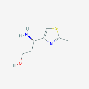 molecular formula C7H12N2OS B13276024 (3R)-3-Amino-3-(2-methyl(1,3-thiazol-4-YL))propan-1-OL 