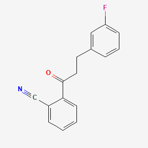 molecular formula C16H12FNO B1327604 2'-Cyano-3-(3-fluorophenyl)propiophenone CAS No. 898788-79-9