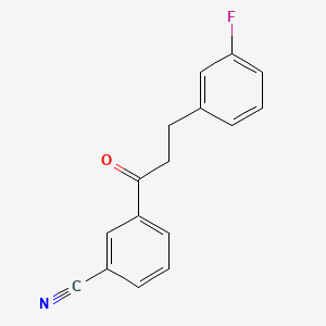 molecular formula C16H12FNO B1327605 3'-Cyano-3-(3-fluorophenyl)propiophenone CAS No. 898788-82-4