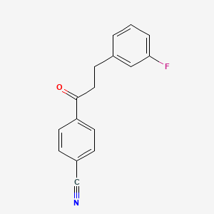 molecular formula C16H12FNO B1327606 4'-Cyano-3-(3-fluorophenyl)propiophenone CAS No. 898788-85-7