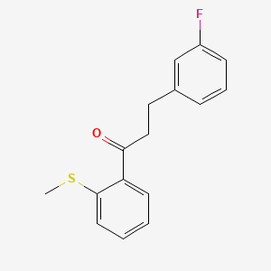 molecular formula C16H15FOS B1327607 3-(3-Fluorophenyl)-2'-thiomethylpropiophenone CAS No. 898788-97-1