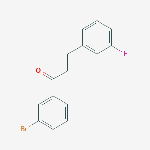 molecular formula C15H12BrFO B1327609 3'-溴-3-(3-氟苯基)丙基苯甲酮 CAS No. 898789-02-1