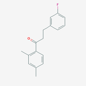 molecular formula C17H17FO B1327614 2',4'-二甲基-3-(3-氟苯基)丙基苯酮 CAS No. 898767-08-3