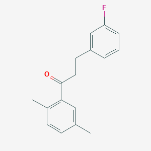 molecular formula C17H17FO B1327615 2',5'-Dimethyl-3-(3-fluorophenyl)propiophenone CAS No. 898767-11-8
