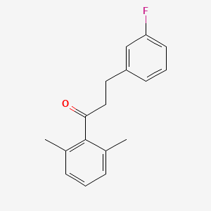molecular formula C17H17FO B1327616 2',6'-Dimethyl-3-(3-fluorophenyl)propiophenone CAS No. 898767-14-1