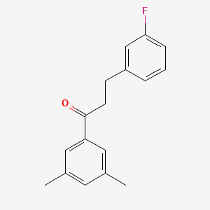 molecular formula C17H17FO B1327618 3',5'-Dimethyl-3-(3-fluorophenyl)propiophenone CAS No. 898767-20-9