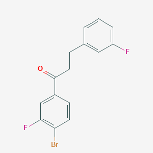 molecular formula C15H11BrF2O B1327619 4'-溴-3'-氟-3-(3-氟苯基)丙基苯酮 CAS No. 898767-23-2