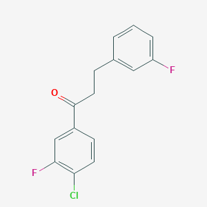 molecular formula C15H11ClF2O B1327620 4'-氯-3'-氟-3-(3-氟苯基)丙酮 CAS No. 898767-26-5
