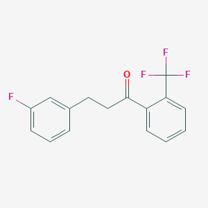 molecular formula C16H12F4O B1327624 3-(3-氟苯基)-2'-三氟甲基丙酮 CAS No. 898767-38-9