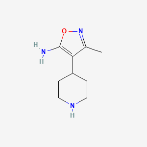 molecular formula C9H15N3O B13276249 3-Methyl-4-(piperidin-4-YL)-1,2-oxazol-5-amine 