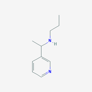 molecular formula C10H16N2 B13276257 Propyl[1-(pyridin-3-YL)ethyl]amine 