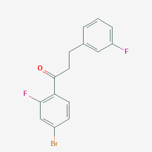 molecular formula C15H11BrF2O B1327627 4'-Bromo-2'-fluoro-3-(3-fluorophenyl)propiophenone CAS No. 898767-47-0