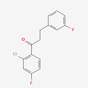 molecular formula C15H11ClF2O B1327628 2'-Chloro-4'-fluoro-3-(3-fluorophenyl)propiophenone CAS No. 898767-50-5