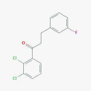 molecular formula C15H11Cl2FO B1327629 2',3'-二氯-3-(3-氟苯基)丙基苯酮 CAS No. 898767-57-2