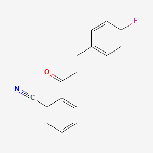 molecular formula C16H12FNO B1327645 2'-Cyano-3-(4-fluorophenyl)propiophenone CAS No. 898767-96-9