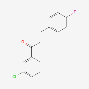 molecular formula C15H12ClFO B1327650 3'-Chloro-3-(4-fluorophenyl)propiophenone CAS No. 898768-19-9