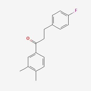 molecular formula C17H17FO B1327656 3',4'-Dimethyl-3-(4-fluorophenyl)propiophenone CAS No. 898768-37-1