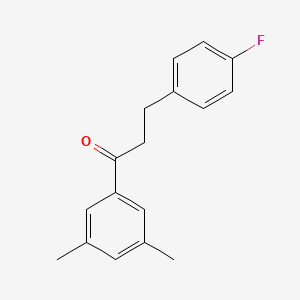 molecular formula C17H17FO B1327657 3',5'-二甲基-3-(4-氟苯基)丙酮 CAS No. 898768-40-6