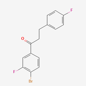 molecular formula C15H11BrF2O B1327658 4'-溴-3'-氟-3-(4-氟苯基)丙酮 CAS No. 898768-43-9