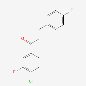 molecular formula C15H11ClF2O B1327659 4'-Chloro-3'-fluoro-3-(4-fluorophenyl)propiophenone CAS No. 898768-46-2
