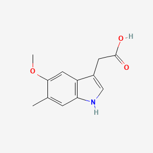 molecular formula C12H13NO3 B13276619 2-(5-Methoxy-6-methyl-1H-indol-3-yl)acetic acid 