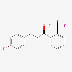 molecular formula C16H12F4O B1327662 3-(4-Fluorophenyl)-2'-trifluoromethylpropiophenone CAS No. 898768-56-4