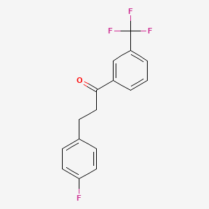 molecular formula C16H12F4O B1327663 3-(4-Fluorophenyl)-3'-trifluoromethylpropiophenone CAS No. 898768-58-6