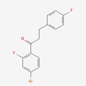 molecular formula C15H11BrF2O B1327665 4'-Bromo-2'-fluoro-3-(4-fluorophenyl)propiophenone CAS No. 898768-60-0