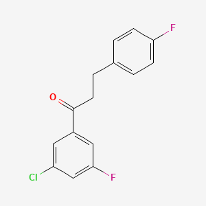 molecular formula C15H11ClF2O B1327667 3'-Chloro-5'-fluoro-3-(4-fluorophenyl)propiophenone CAS No. 898768-64-4